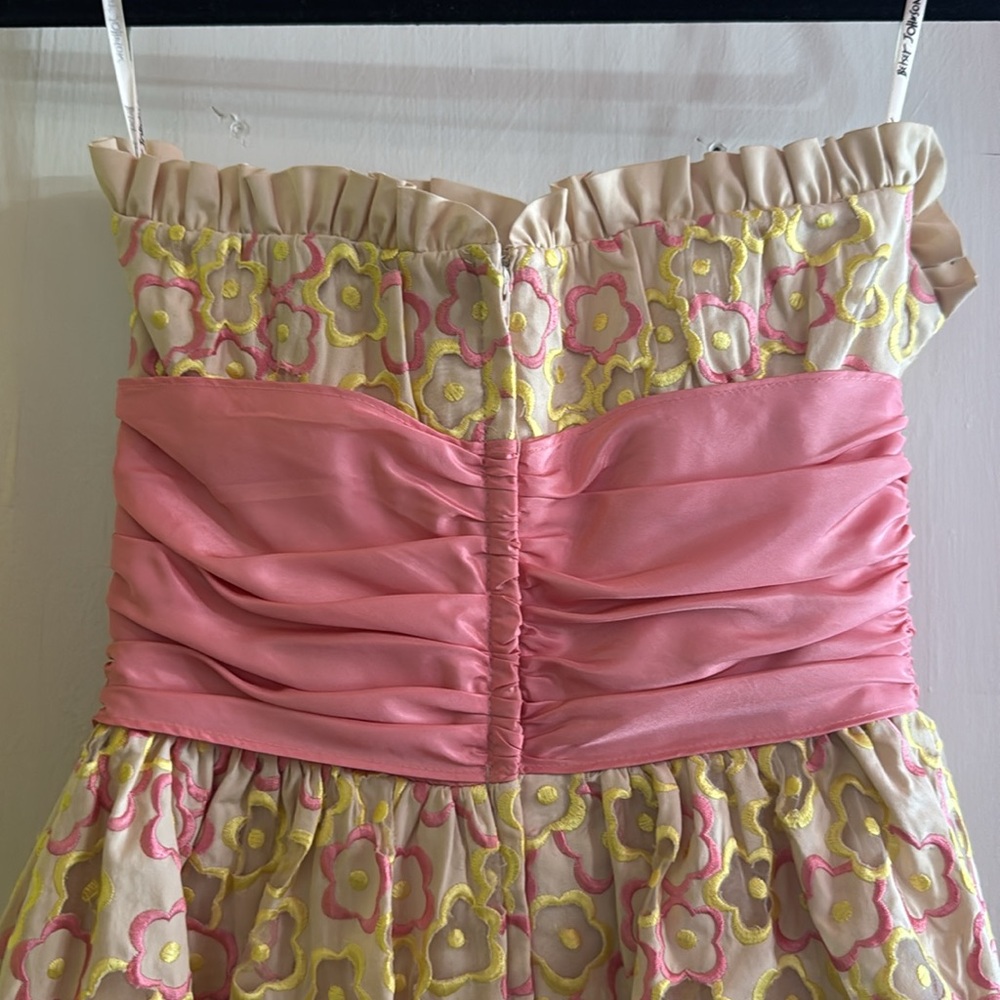 Betsey Johnson Evening Floral Strapless Dress - Size 4 - Picture 5 of 6